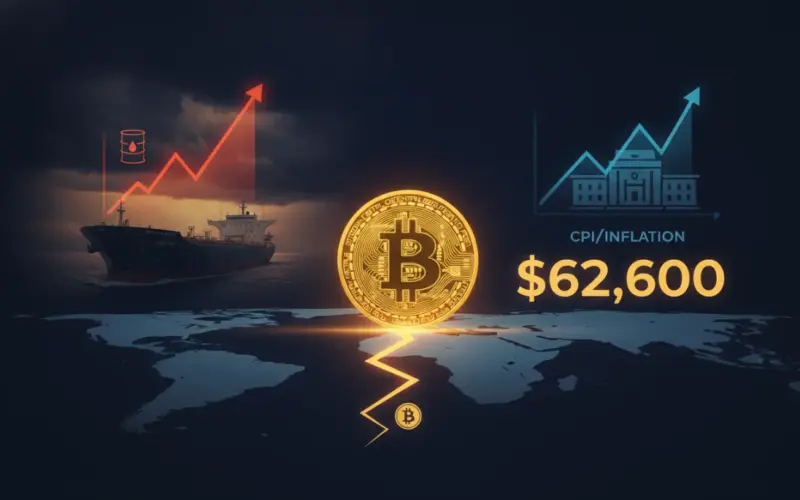 Bitcoin résiste à 62 600 $ : guerre en Iran et craintes inflationnistes